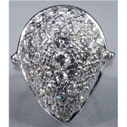 A Ladies 14 kt White Gold and Diamond Pear Shape Cocktail Ring