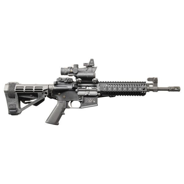 SMITH & WESSON PISTOL WITH TRIJICON ACOG SIGHT.