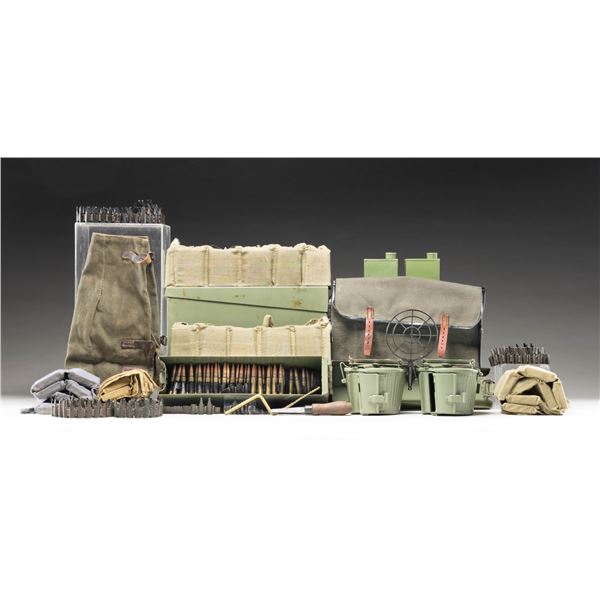 LOT OF WWII ERA & POST-WAR BANDOLIERS, AMMUNITION,