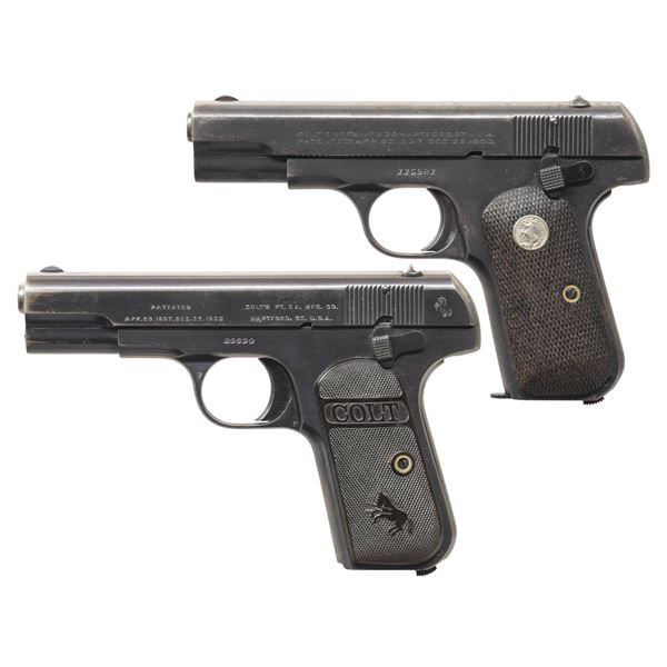 LOT OF 2 COLT MODEL 1908 HAMMERLESS SEMI-AUTOMATIC