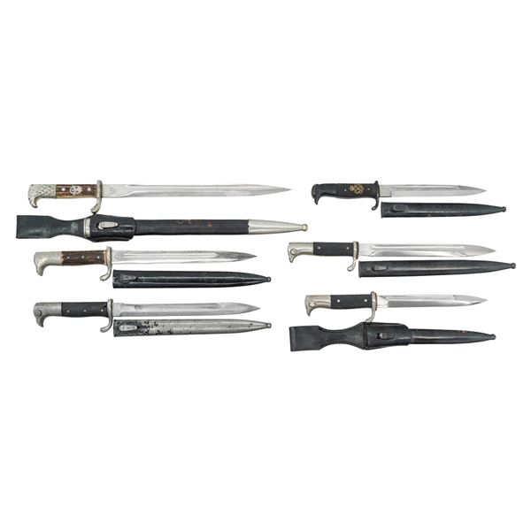 LOT OF SIX GERMAN DRESS BAYONETS.