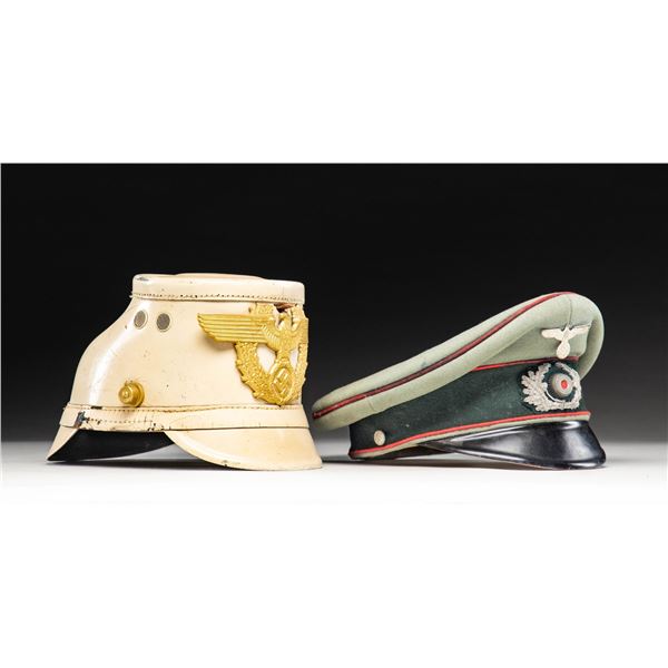 WWII GERMAN EARLY ARMY VISOR CAP AND WHITE TRAFFIC