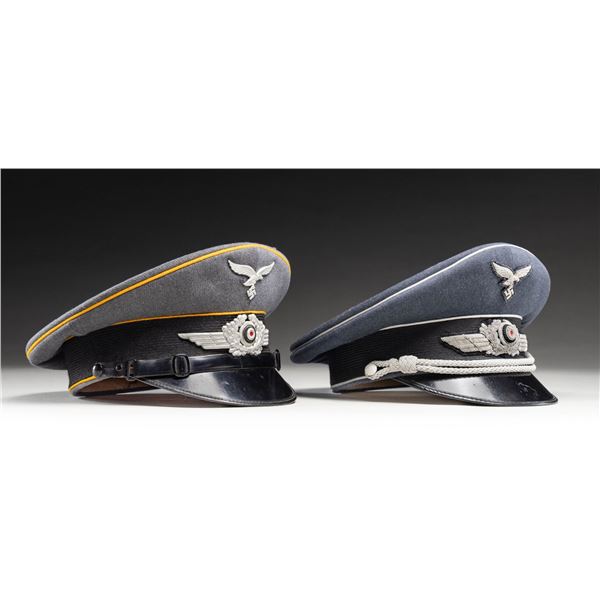 WWII GERMAN LUFTWAFFE ENLISTED AND OFFICER VISOR