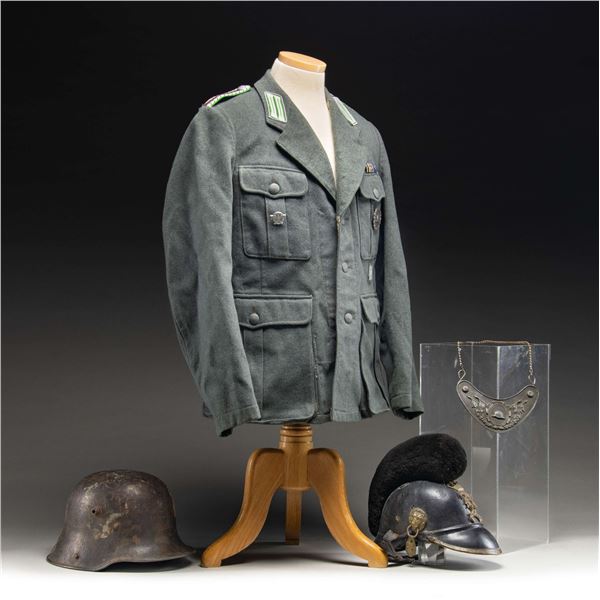 WWII GERMAN POLICE UNIFORM, HELMET, AND MORE.
