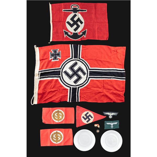 WWII GERMAN CLOTH AND SAUCERS.