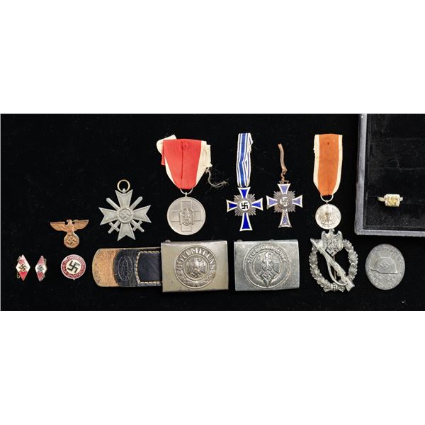 WWII GERMAN BUCKLES, MEDALS, BADGES, AND MORE.