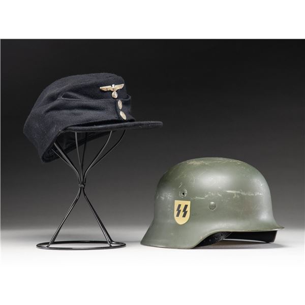 2 WWII GERMAN STYLE PIECES OF HEADGEAR.