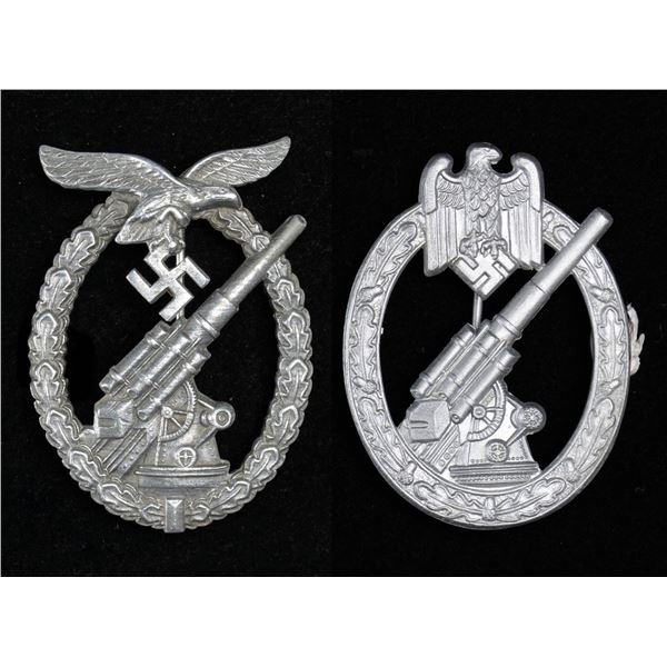 WWII GERMAN STYLE LUFTWAFFE & ARMY FLAK BADGES.