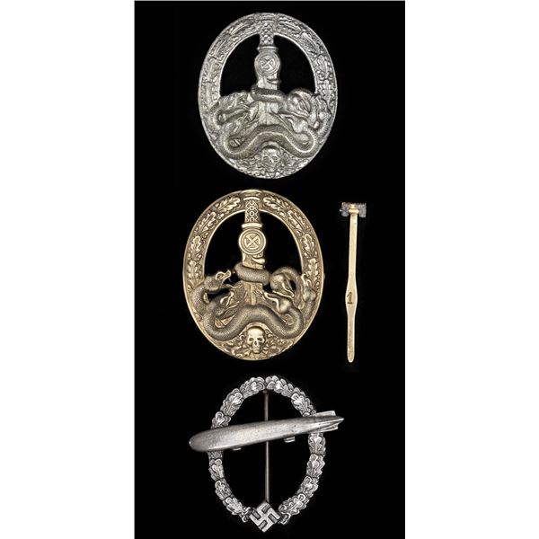 3 WWII STYLE GERMAN BADGES,