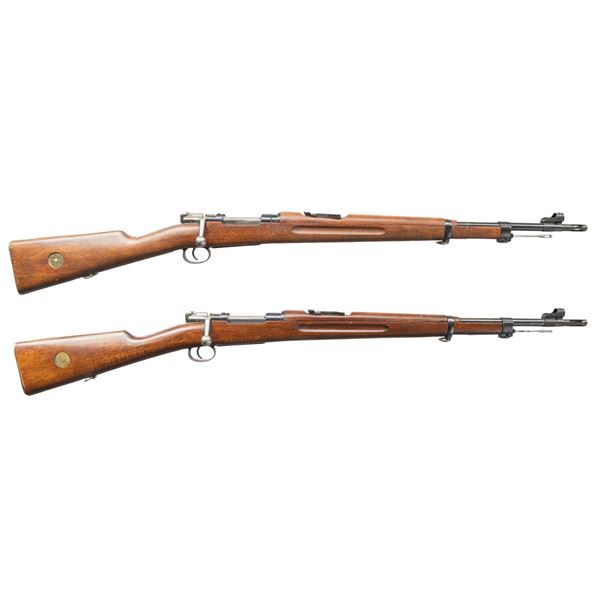 LOT OF TWO SWEDISH M38B MAUSER BOLT ACTION RIFLES.