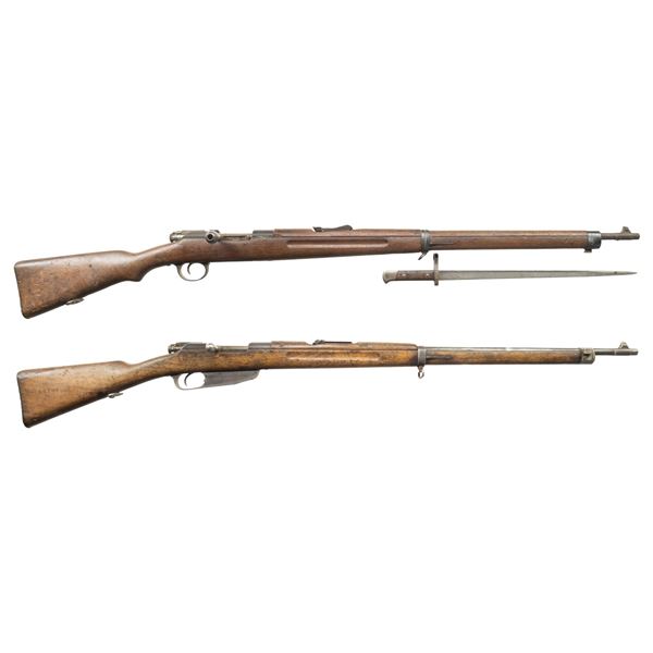 LOT OF TWO MANNLICHER BOLT ACTION MILITARY RIFLES.