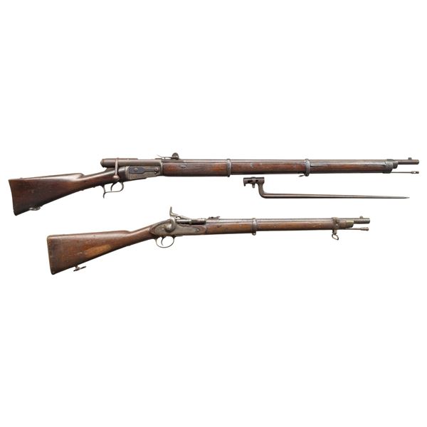 LOT OF TWO ANTIQUE MILITARY RIFLES.