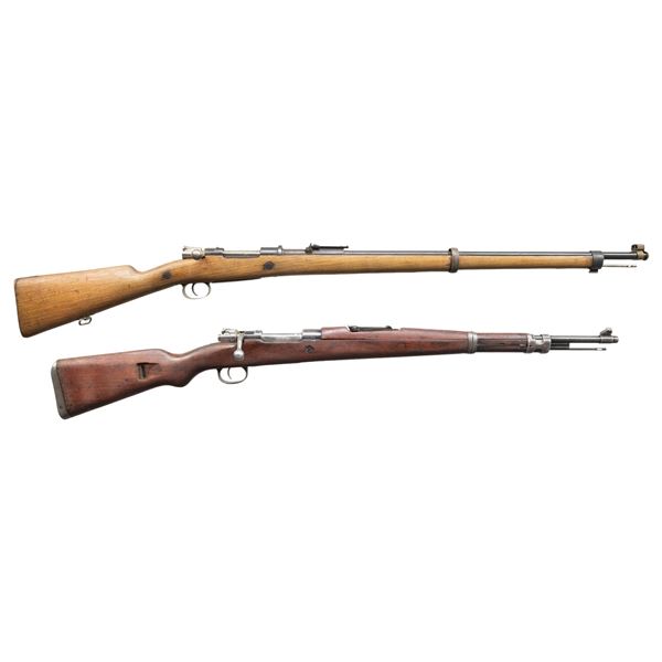 LOT OF TWO MILITARY MAUSER BOLT ACTION RIFLES.