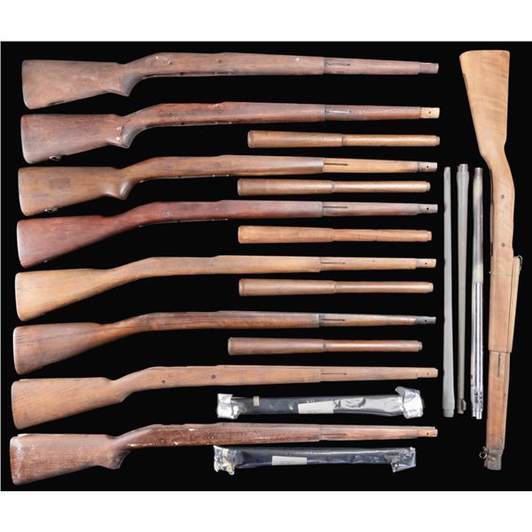 GROUPING OF 19 US MODEL 1903A3 STOCKS, BARRELS AND