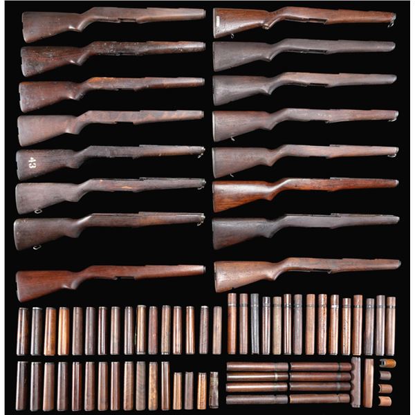 GROUPING OF WALNUT M1 GARAND RIFLE STOCKS, REAR