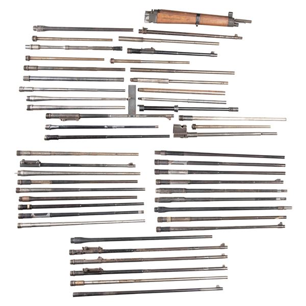 GROUPING OF 49 VINTAGE MILITARY RIFLE BARRELS.