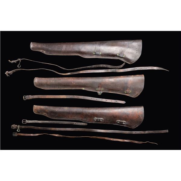 THREE U.S. MODEL 1904 CAVALRY RIFLE SCABBARDS.