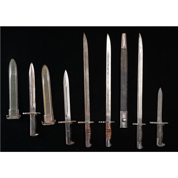 LOT OF 6 US & BRITISH BAYONETS.