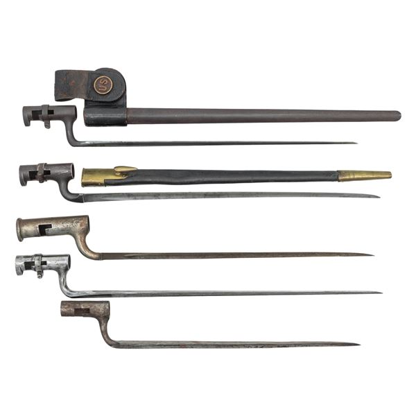 LOT OF 5 SOCKET BAYONETS.