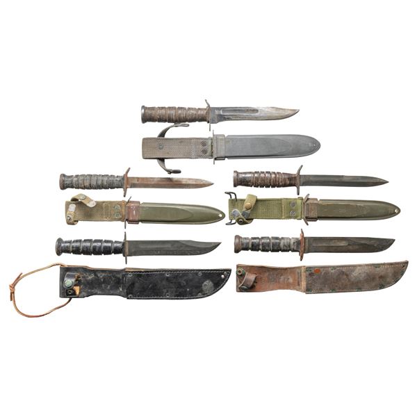 LOT OF 5 US FIGHTING KNIVES.