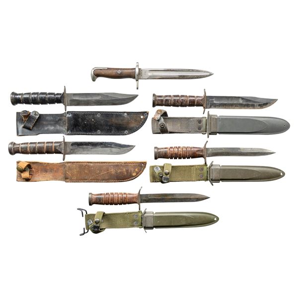 LOT OF 6 US FIGHTING KNIVES.