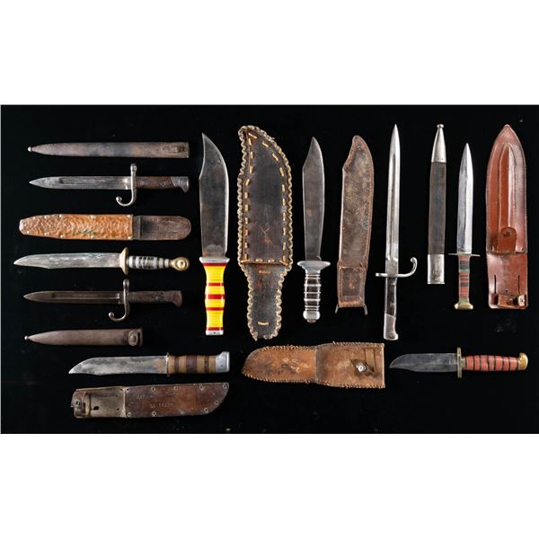 NINE WORLD WAR FIGHTING KNIVES & BAYONETS.