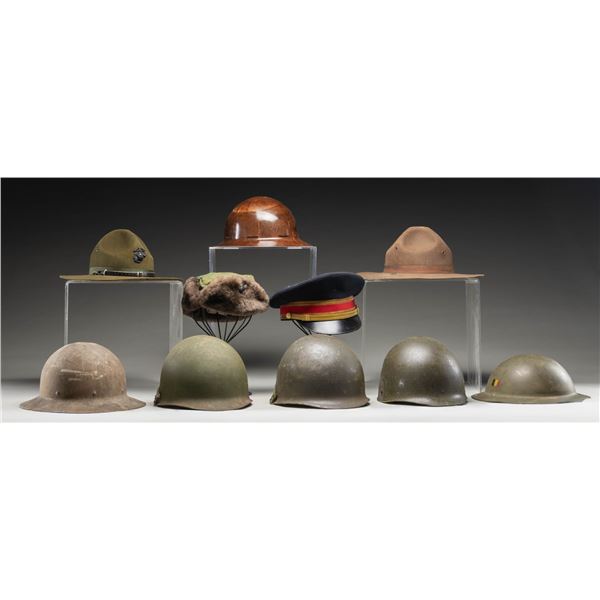 MIXED LOT OF MOSTLY US HEAD GEAR.