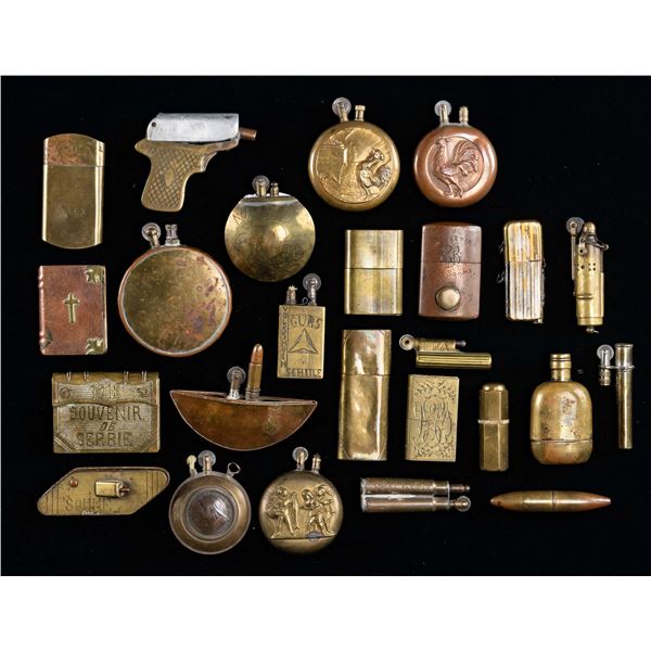 GROUP OF 25 WW1 FRENCH & GERMAN LIGHTERS.