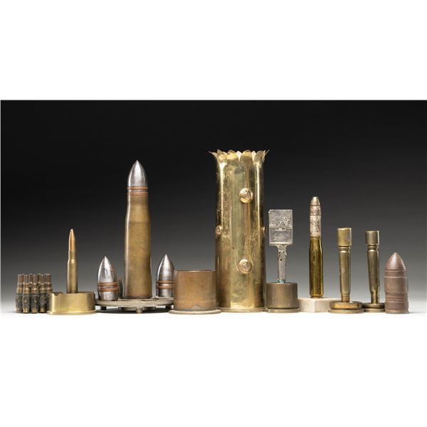 INTERESTING GROUPING OF TRENCH ART FROM WORLD WARS