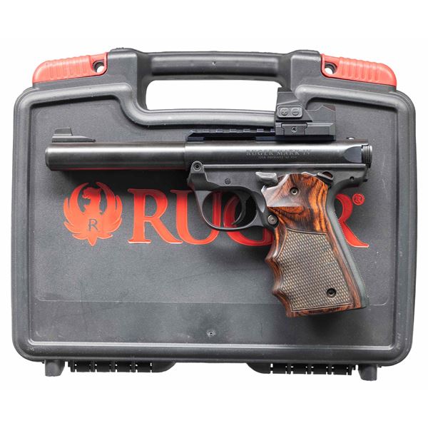 RUGER MARK IV 22/45 SEMI-AUTO PISTOL WITH EXTRAS.