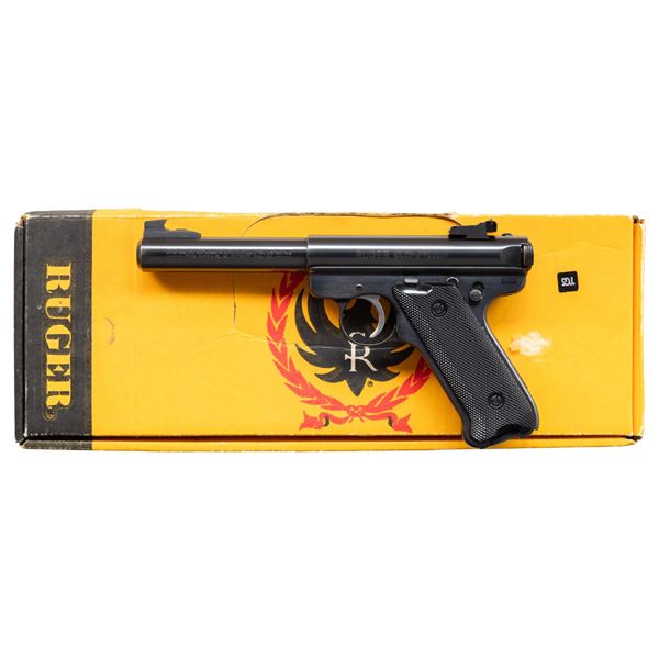 RUGER BLUED MARK II TARGET SEMI-AUTO PISTOL.