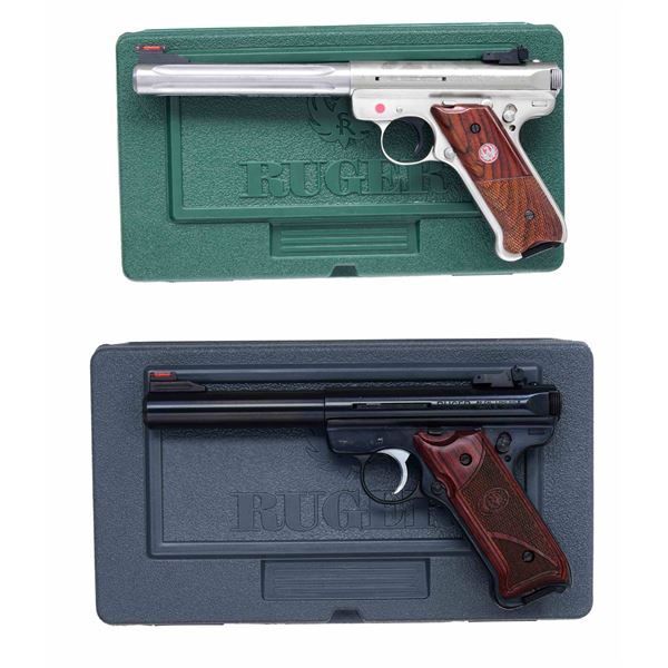 2 RUGER MARK III TARGET SEMI AUTO PISTOLS.