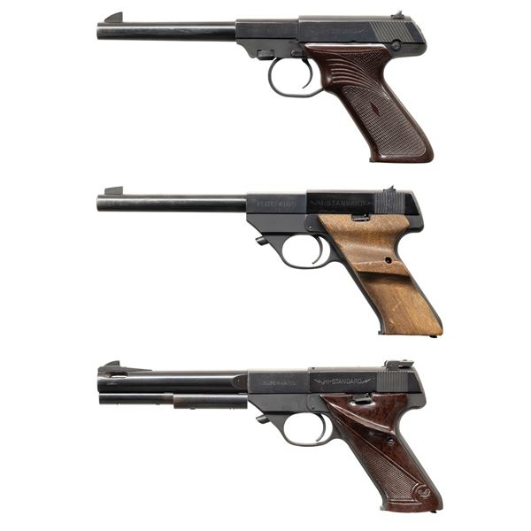 3 HIGH STANDARD 22 LR SEMI AUTO PISTOLS.