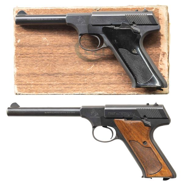 LOT OF 2 COLT HUNTSMAN SEMI-AUTOMATIC PISTOLS.
