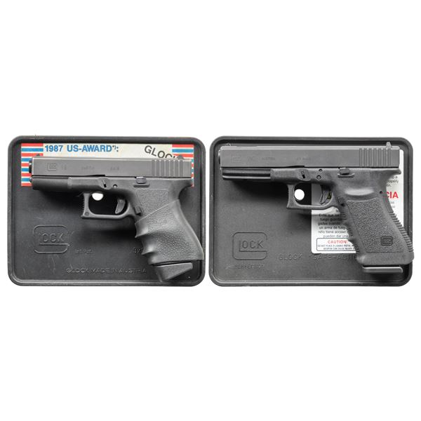 LOT OF TWO GLOCK SEMI AUTO PISTOLS.