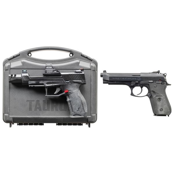 LOT OF TWO TAURUS SEMI AUTO PISTOLS.