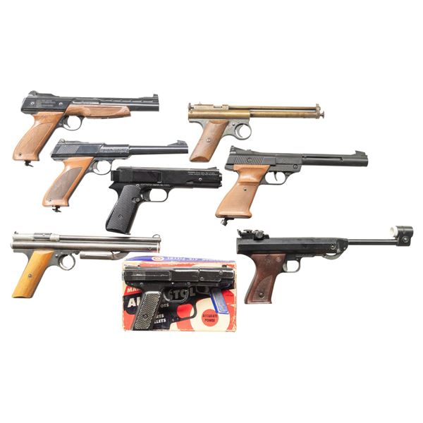 LOT OF 8 ASSORTED VINTAGE AIR / C02 PISTOLS.