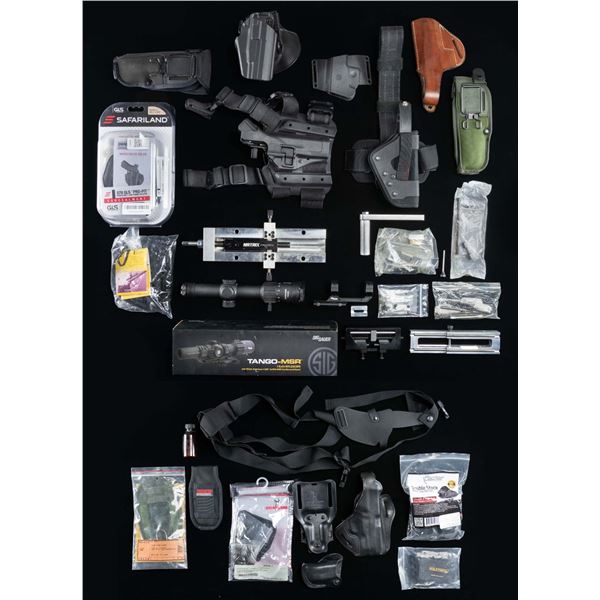 LOT OF ASSORTED FIREARMS ACCESSORIES & EQUIPMENT.
