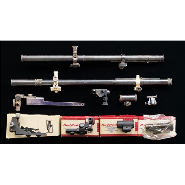 FECKER & LYMAN TUBE SCOPES ALONG WITH SIGHTS.