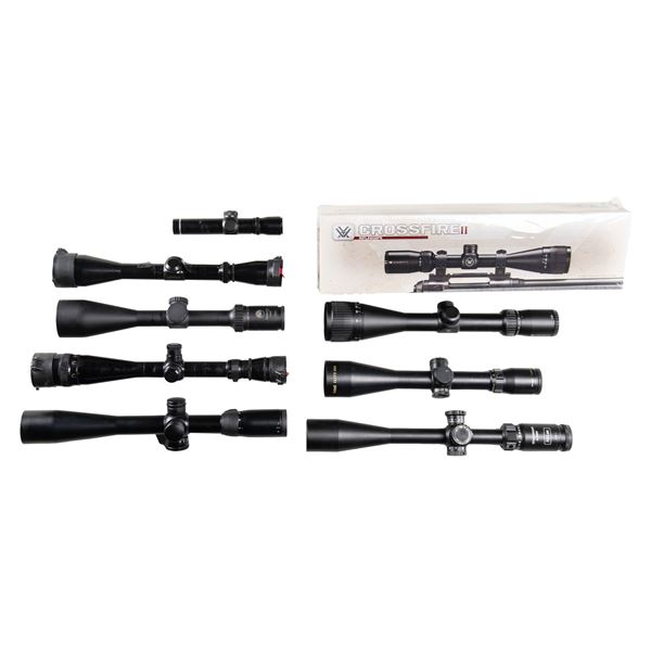 LOT OF 9 ASSORTED RIFLED SCOPES.