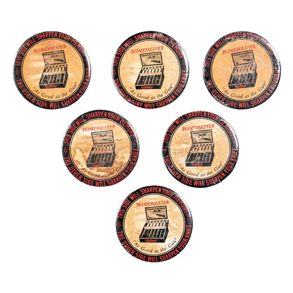 SIX VINTAGE WINCHESTER KNIFE SHARPENERS.