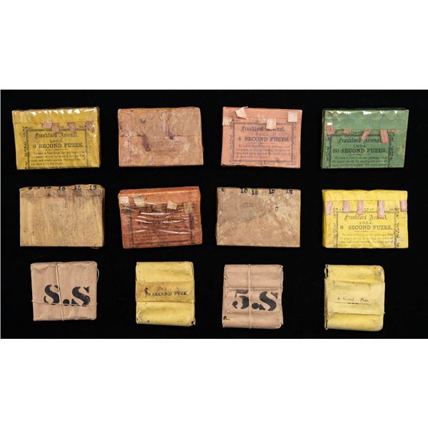 LOT OF 12 ASSORTED CIVIL WAR ERA ARTILLERY FUSES.