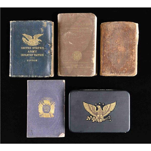THREE BIBLES AND AN INFANTRY TACTICS MANUAL.