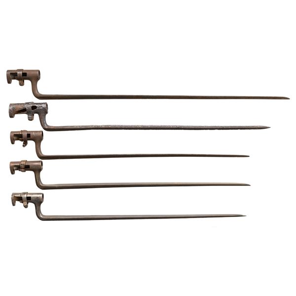 FIVE CIVIL WAR ERA ANGULAR BAYONETS.