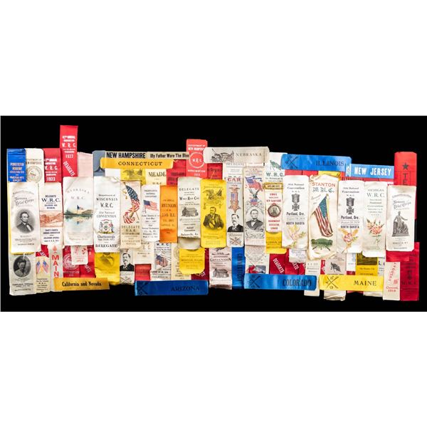 LARGE GROUP OF CIVIL WAR REUNION RIBBONS.