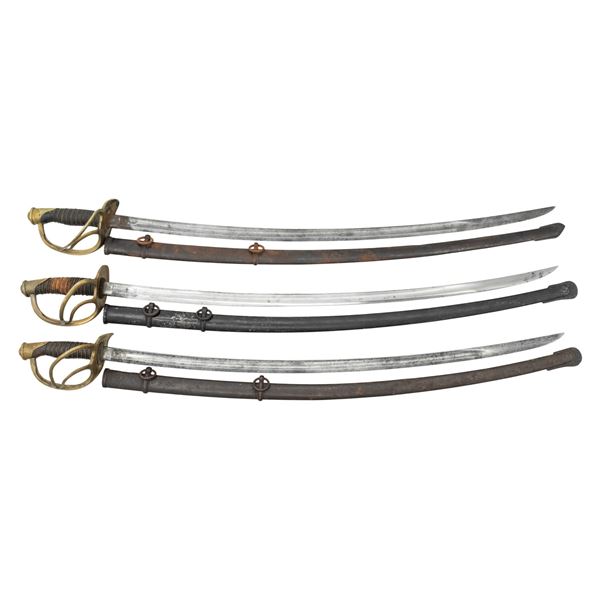 THREE GOOD CIVIL WAR CAVALRY SABERS.