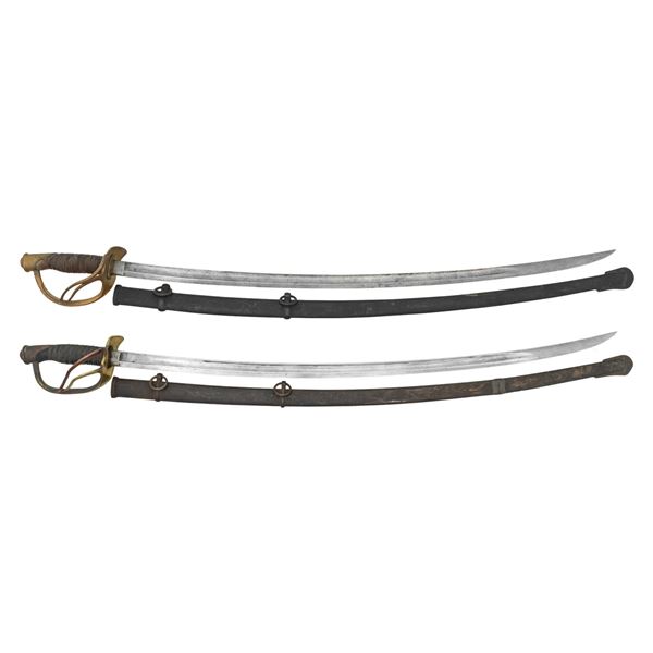 TWO 1864 DATED US M1860 CAVALRY SABERS WITH