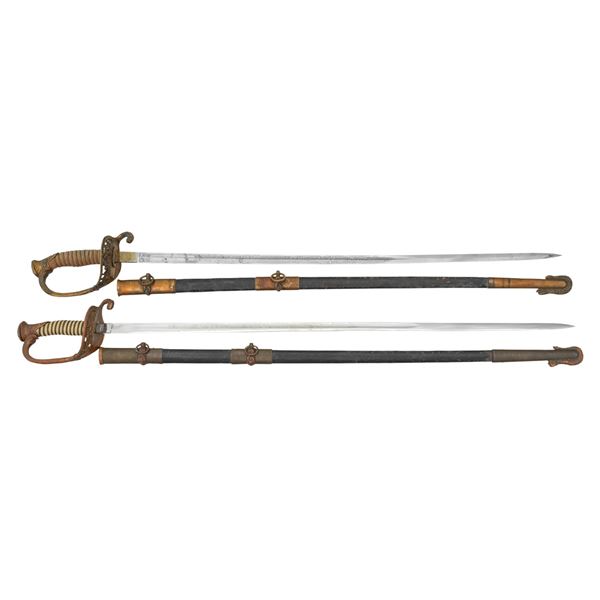 2 POST CIVIL WAR US NAVY M1852 OFFICER'S SWORDS.
