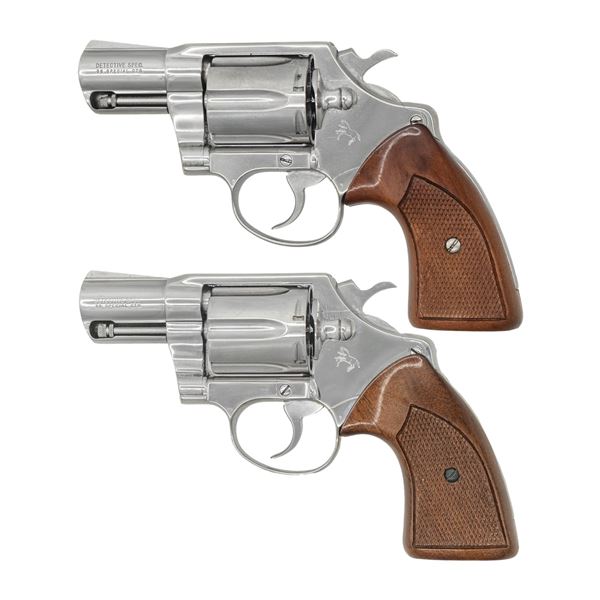 PAIR OF NICKEL PLATED COLT DETECTIVE SPECIAL
