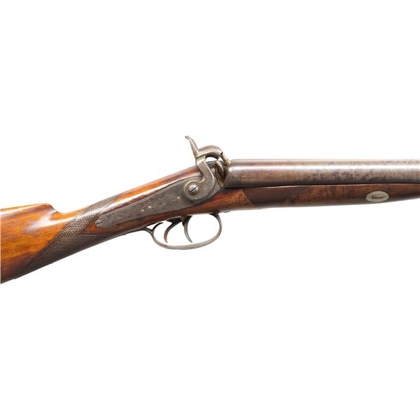 BRITISH F.A. HOLLIS SXS PERCUSSION SHOTGUN.